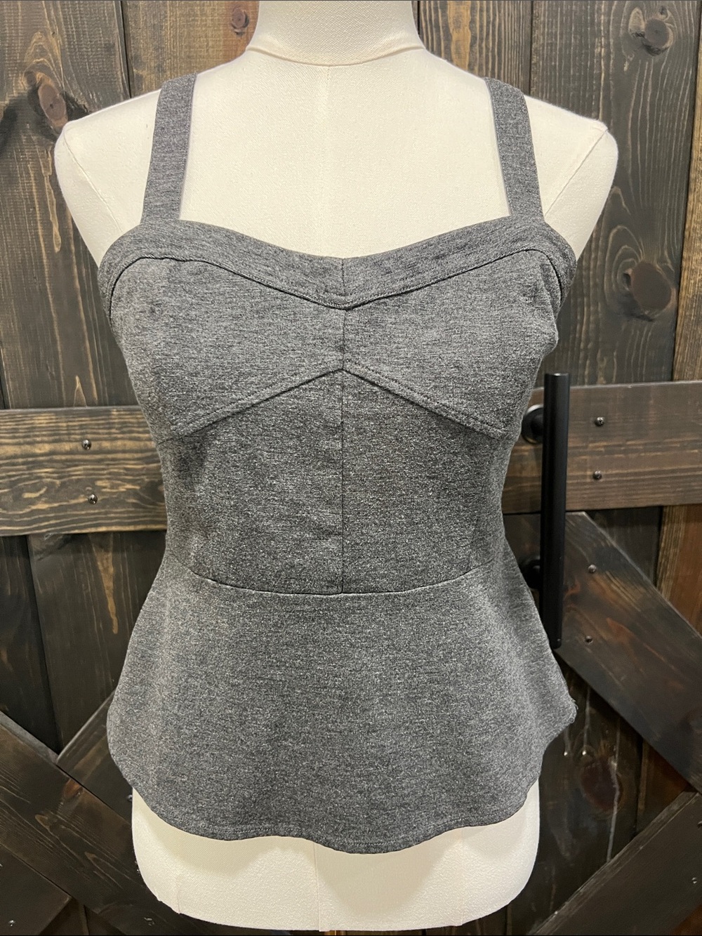 Cabi Ponte Bustier Top 6 Grey Structured Tank Cropped Peplum Coquette Festival‎